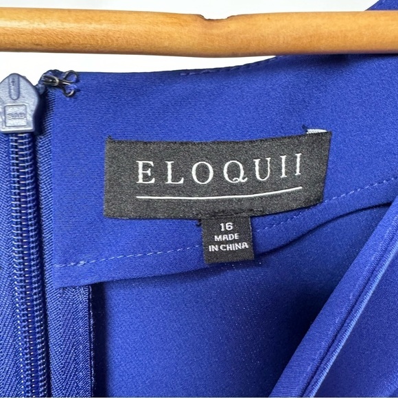 NWT Eloquii Puff Sleeve V Neck Scuba Dress‎ in Blue Size 16 - Picture 5 of 11